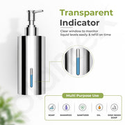 Plantex Liquid Soap Dispenser for Bathroom/Stainless Steel Shampoo Dispenser/Round Hand wash Dispense/Bathroom Accessories - Pack of 1 (Chrome)
