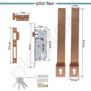 Plantex Door Handle/15 Inch Door Handle with Lock/Stainless Steel Handle Set for Home/Office/Door Accessories (Pack of 1, Rose Gold)