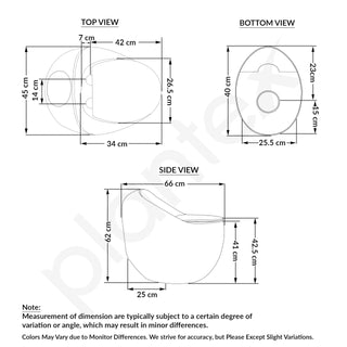 Plantex Imported Ceramic Western Toilet/Rimless Commode for Toilet/Siphonic Vacuum Jet Flush One Piece Commode With Soft Close Toilet Seat - S Trap Outlet (Glossy Grey)