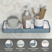 Plantex Shelf for Bathroom/Aluminium and Acrylic Multipurpose Shelf/15x5 inch Shelf for Home/Office/Hotel - Pack of 1 (Grey and Milky White)