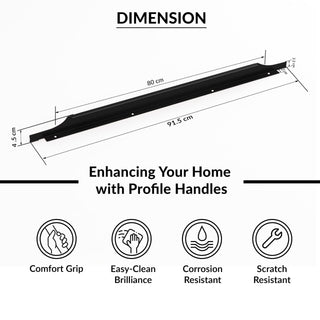 Plantex Profile Handle for Kitchen Cabinet/36 Inch Alluminium Drawer Profile Handle/Wardrobe Pull Handle for Home/Office/Hotel - Pack of 3 (Black)
