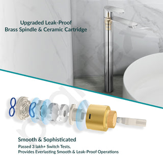 Plantex Pure Brass Tap for Wash Basin with Water Saving Nozzle/High Neck Pillar Cocke for Basin/Sink Tap for Wash Basin with Teflon Tape-7 Year Warranty (ORN-204-Chrome)