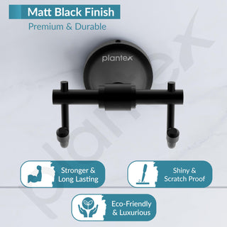 Plantex 304 Grade Stainless Steel Hooks for Hanging Clothes and Towel in Bathroom/Living Room - Niko (Black)