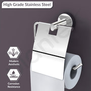 Plantex Stainless Steel Toilet Paper Holder for Bathroom/Tissue Paper Holder/Toilet Paper Roll Holder/Bathroom Accessories - Brezza (Chrome)