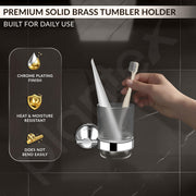 Plantex Tumbler Holder For Bathroom/Pure Brass Toothbrush Holder/Toothpaste/Razor Holder/ Bathroom Accessories - Pack of 1 (APS-EFL-03, Chrome)