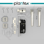 Plantex Main Door Lock/Mortise Lock for Door with 3 Years of Warranty - Robust Door Lock for Home with Brass Lock Body & Cylinder(PT-003- Satin)