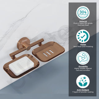 Plantex Galaxy 304 Grade Stainless Steel Rectangular Double Soap Holder for Bathroom/Soap Stand/Soap Holder/Soap Storage/Bathroom Accessories – (PVD Rose Gold)