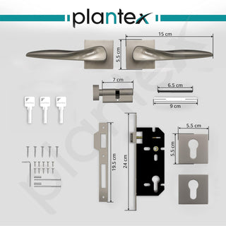 Plantex Premium Door Lock with 3 Years of Warranty/Main Door Lock for Home/Mortise Locks for Door - (PT-002- Satin -Black)