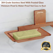 Plantex 304 Grade Stainless Steel Soap Dish with Liquid Dispenser/Soap Stand/Shampoo Dispenser for Bathroom/Bathroom Accessories - Pack of 1 (Crystal, PVD Rose Gold)
