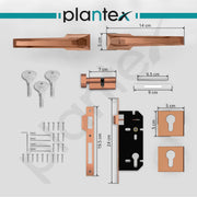 Plantex Door Handle for Home Main Door/Door lock with handle/Mortise Lock with 3 computerized Brass keys/14 inch Pull-Push Handle/Door Hardware - Combo (Rose Gold)