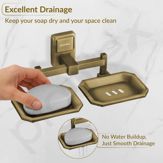 Plantex 304 Grade Stainless Steel Dual Soap Holder for Bathroom/Soap Dish/Bathroom Soap Stand/Bathroom Accessories - Darcy (Antique)