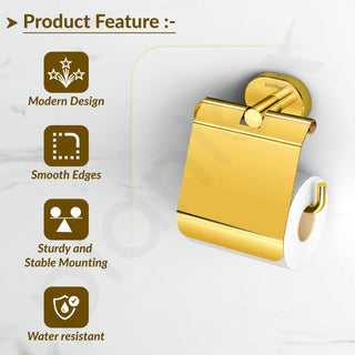 Plantex J4 Stainless Steel Toilet Paper Holder for Bathroom/Tissue Holder for Washroom/Toilet roll Holder for Wall Mounted/Bathroom Accessories (PVD Gold Finish) Onix