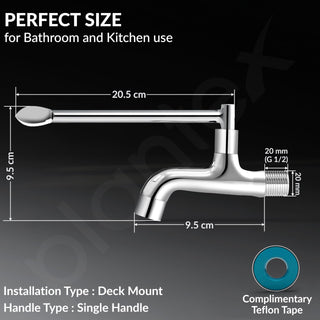 Plantex Lab Bib Cock for Bathroom/Short Body Tap with Wall Flange and Teflone Tap - Pack of 1 (AC04, Chrome)