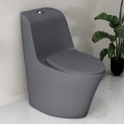 Plantex Imported Ceramic Commode/Rim Siphonic Vacuum Jet Flush Western Commode/One Piece Western Toilet with Soft Closing Toilet Seat - S Trap (Matt Grey)