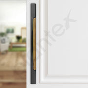 Plantex Main Door Handle - 15 Inch Glass and Wooden Pull-Push Handle - Pack of 1 (S-606-Black and Wood) - 3 Years Warranty