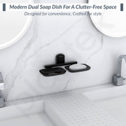 Plantex 304 Grade Stainless Steel Double Soap Holder for Bathroom/Soap Stands/Bathroom Accessories - Parv (Black)