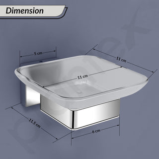 Plantex Stainless Steel Glass Soap Holder for Bathroom/Soap Dish/Soap Case/Soap Stand for Kitchen/Bathroom Accessories - Pack of 1 (Aqua, Chrome)