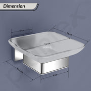 Plantex Stainless Steel Glass Soap Holder for Bathroom/Soap Dish/Soap Case/Soap Stand for Kitchen/Bathroom Accessories - Pack of 1 (Aqua, Chrome)