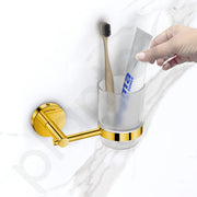 Plantex 304 Grade Stainless Steel Toothbrush/Paste and Tumbler Holder for Bathroom and Wash Basin/Bathroom Accessories - Oreo (Gold)