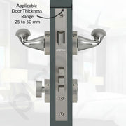 Plantex Door Lock for Home/Main Door Lock Set/Mortise Lock Set with Brass Lock Body & Cylinder - Pack of 1 (7134, Satin Steel & Chrome)