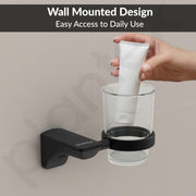 Plantex Aluminum Space Aluminium Tumbler Holder/Toothbrush Holder For Bathroom/Stand For Bathroom Accessories (Black)