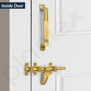 Plantex Stainless Steel Door Kit for Single Door/Door Accessories (10-inch Al-Drop,8-inch Latch,2 Handles of 8 and 7 Inch,7-inch Tower Bolt and 4-inch Door Stopper- (PVD Gold)