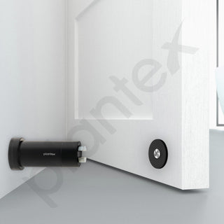 Plantex Stainless Steel Wall-Mounted Magnetic Door Stopper/Door Catcher for Wooden Door - Pack of 2 (Matt Black)