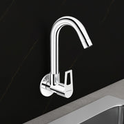 Plantex Pure Brass Sink Tap for Kitchen Basin/Wall Mount Sink Cock for Kitchen with Wall Flange and Teflon Tapes/Water Tap -(3204, Chrome)