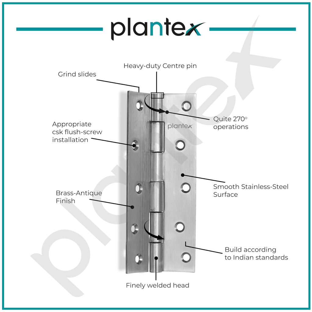Plantex Door Hinges 6 Inch x 12 Gauge/2.5 mm Thickness/Hinges for Main ...