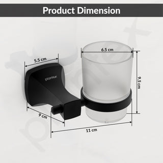 Plantex Space Aluminum Glass Tumbler Holder/Tooth Brush Holder/Bathroom Accessories (Black)