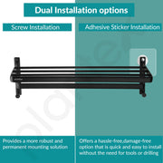Plantex Towel Hanger for Bathroom/24 Inch Towel Rack/Bathroom Hanger for Clothes/Towel Holder/Bathroom Accessories -Pack of 1 (1509, Black)