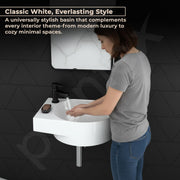 Plantex Ceramic Wall Hung Basin/Washbasin for Bathroom/Wall Mount Corner Wash Basin/Sink for Living Room/Office (Orca, White)