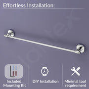 Plantex 304 Grade Stainless Steel Towel Holder in Bathroom/Single Towel Rod for Bathroom/Cloth Hanger/Bathroom Accessories - Nipron (Chrome - 24 inch)