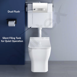 Plantex Ceramic Commode With Conceal Flush Tank/Wall Hung Toilet with Dual Flush Tank/Tank with Internal Accessories - (White)