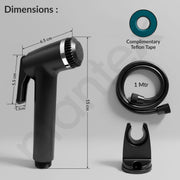 Plantex Jet Spray for Toilet/ABS Health Faucet with 1 Meter Shower Hose Pipe and Wall Hook/Health Faucet Set for Bathroom/Hand Gun for Toilet - (Jecquar, Black)
