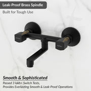 Plantex Non-Telephonic Wall Mixer for Bathroom with Brass Spindle/Mixer Tap for Bathroom with Water Saving Aerator/Wall Flange and Teflon Tape - Pack of 1 (Black)