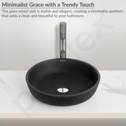 Plantex Wash Basin for Bathroom/Glass Table Top Wash Basin/Countertop Basin for Home/Office - (Black)