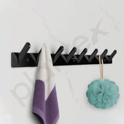 Plantex Wall Hooks for Hanging Cloth/Stainless Steel Towel Hangers/Bathroom Robe Hooks/Door Hangers/Square Wall Hook/Hook Rail for Hanging Keys - 8 Hooks (Pack of 1, PVD Black)