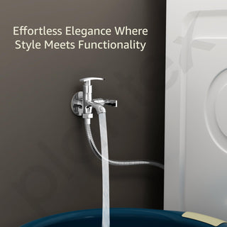 Plantex Two Way Tap for Washing Machine with Water Saving Aerator/2 in 1 Bibcock Water Tap for Bathroom with Brass Spindle and Wall Flange/Bathroom Tap-(SMR-1265-Chrome)