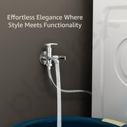 Plantex Two Way Tap for Washing Machine with Water Saving Aerator/2 in 1 Bibcock Water Tap for Bathroom with Brass Spindle and Wall Flange/Bathroom Tap-(SMR-1265-Chrome)