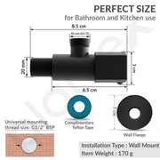 Plantex Single Lever Angle Valve for Bathroom with Brass Spindle/Angle Cock/Single Way Cock with Teflon Tap for Kitchen - Pack of 1 (Black)