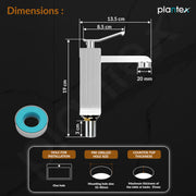 Plantex Pillar Cock/Pure Brass Pillar Cock for Wash Basin with Teflon Tape/Single Lever Tabletop Basin Tap - (DR003, Chrome)