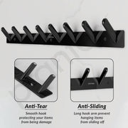 Plantex Wall Hooks for Hanging Cloth/Stainless Steel Towel Hangers/Bathroom Robe Hooks/Door Hangers/Square Wall Hook/Hook Rail for Hanging Keys - 8 Hooks (Pack of 2, PVD Black)