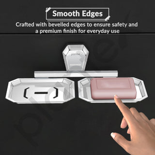 Plantex Double Soap Dish for Bathroom/304 Grade Stainless Steel Dual Soap Holder/Soap Case/Soap Stand/Bathroom Accessories - Pack of 1 (PM-2408, Chrome)