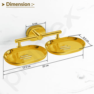 Plantex J4 Stainless Steel Double Soap Dish for Bathroom/Soap Holder for Bathroom/Wall Mounted Soap Holder/Bathroom Accessories (PVD Gold Finish) Onix
