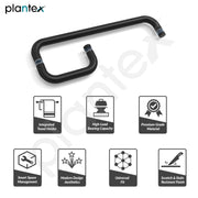 Plantex Shower Door Handle/Stainless Steel Towel Bar Combination/Towel Holder for Glass Shower Door and Bath Door Pull Handle - Pack of 1 (Black)