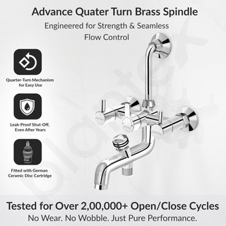 Plantex Brass Wall Mixer for Bathroom 3 in 1/L-Bend Connector for Overhead Shower/Hand Shower/Spout Mixer Tap/Mixture Tap for Bathroom with 7-Year Manufacturer's Warranty-(Ico-919-Chrome)