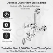 Plantex Brass Wall Mixer for Bathroom 3 in 1/L-Bend Connector for Overhead Shower/Hand Shower/Spout Mixer Tap/Mixture Tap for Bathroom with 7-Year Manufacturer's Warranty-(Ico-919-Chrome)