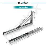 Plantex Heavy Duty 16 Inch Foldable Shelf Bracket/Stainless Steel Multipurpose Bracket/L Bracket/Space Saving Wall Bracket for Shelf/Folding Table Bracket for Home & Office (Pack of 2, Chrome)