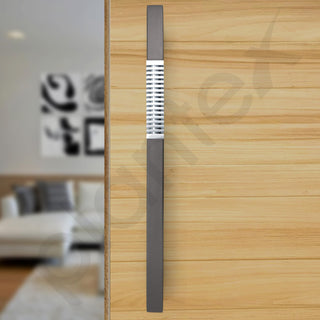 Plantex Door Handle/Stainless Steel Handle for Main Door/18 Inch Pull-Push Handle for Home/Office/Hotel - Pack of 1 (N-Black and Chrome) - 3 Years Warranty